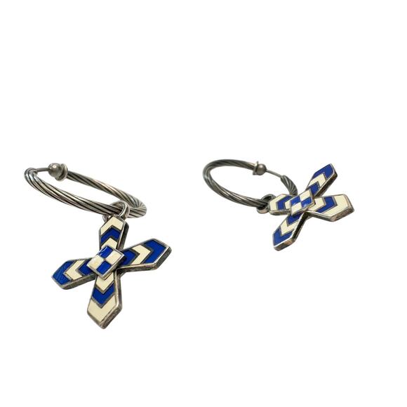 Gucci Enamel Cross Motif Hoop Earrings with Pouch, Box & Booklet - Picture 6 of 11